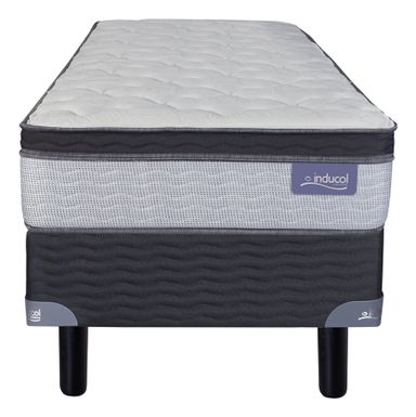 Conjunto sommier Inducol Pocket Firm 1 y 1/2 plaza de 190cm x 90cm de resortes con europillow