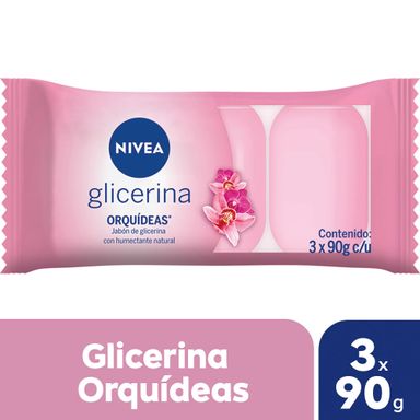 Jabón Humectante Con Glicerina Nivea Orquídeas 3x90g
