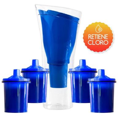 Jarra Purificador de Agua  2.500L Azul + 4 filtros Azul medio