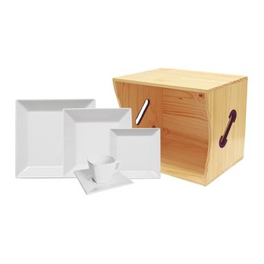 Juego de vajilla Cuadrado Blanco de porcelana x 30 piezas Oxford