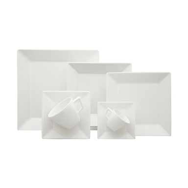 JUEGO VAJILLA X42 PORCELANA CUADRADO BLANCO Oxford