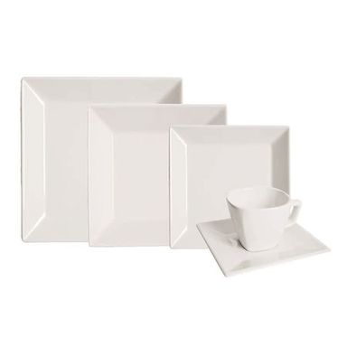 JUEGO DE VAJILLA X20 PIEZAS CUADRADO BLANCO  - OXFORD