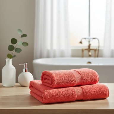Juego Toalla Y Toallón Franco Valente 400g 100% Algodon Coral