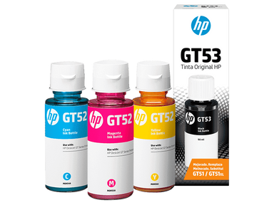 Kit De Botellas De Tinta Hp Gt53 Negro + Gt52 Color Original