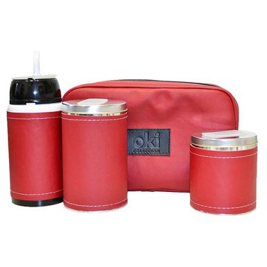 Kit de mate listo con bolso de mano ecocuero Bordo