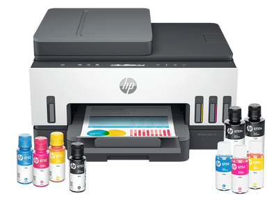 KIt Impresora Multifuncional HP Smart Tank 750 +  Botella De Tinta HP GT53 Negro 90 ML + Botellas De Tinta HP GT52 Magenta, Cian y Amarillo