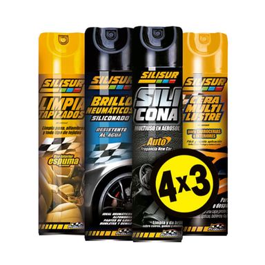 Kit lava autos SILISUR promo 43(limpia +brillo +silicona +cera)