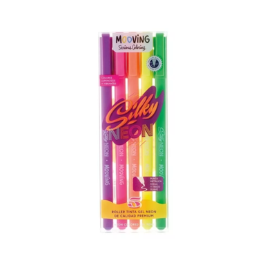 Lapicera Roller Tinta Gel Neón 5 Unidades Coloring