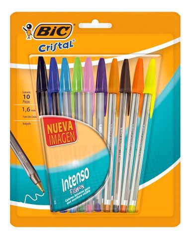 Lapiceras Bolígrafos Bic Cristal Colores Punta Gruesa X10 U