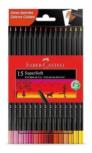 Lápices de colores supersoft tonos cálidos x15 Faber-Castell