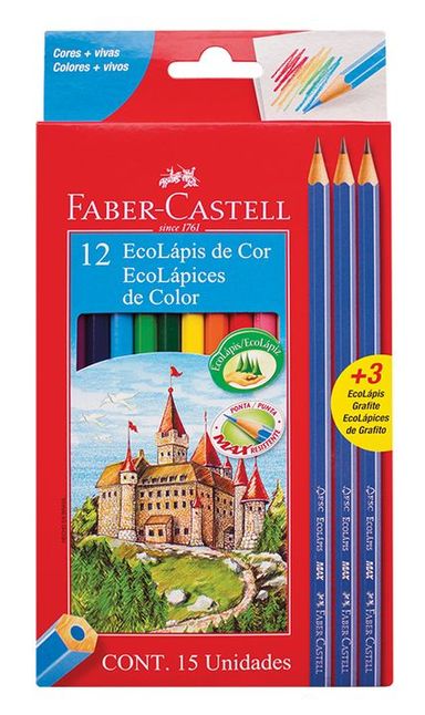Lápices de colores x12+3 grafito Faber-Castell
