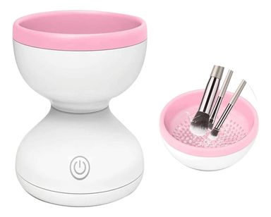 Limpiador Brocha Pinceles Maquillaje Silicona Electrico Color Rosa/blanco