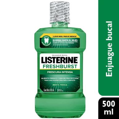 Listerine Enjuague Bucal Freshburst Frescura Intensa - Menta Fresca 500 ml