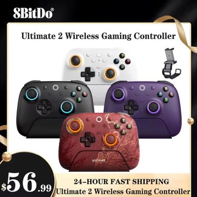 Mando Inalámbrico 8BitDo Ultimate 2 con Joysticks RGB White with Clip