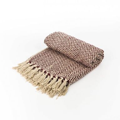 Manta ZigZag Marron Abedul