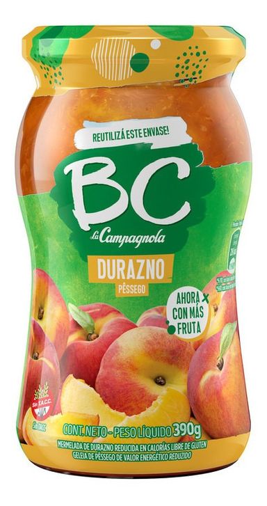 Mermelada Durazno Bc La Campagnola Frasco X 390 Gr