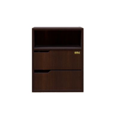 Mesa de luz con 2 cajones y estante wengue EMC