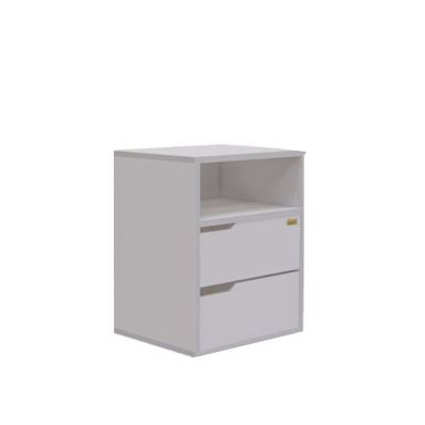 Mesa De Luz EMC Con 2 Cajones Y Estante Blanco