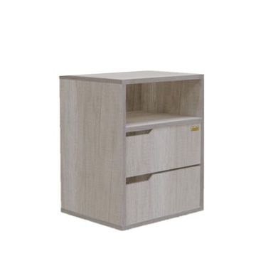 Mesa De Luz EMC Con 2 Cajones Y Estante Helsinki