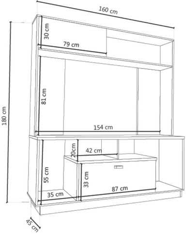 Modular Para Tv Delos Londres 860 Roble Nebraska Gris