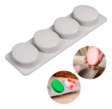 Molde Silicona Para Jabón Con Forma Ovalada De 4 Cavidades Color Gris