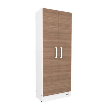 MUEBLE ORGANIZADOR MOSCONI 150 CM COLUMNA CON ESTANTES 10208 COLOR BLANCO FRENTE CARVALHO MEZZO