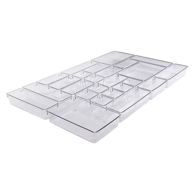 Organizador Cajón Modular Transparente 25 Piezas Hacks & Racks