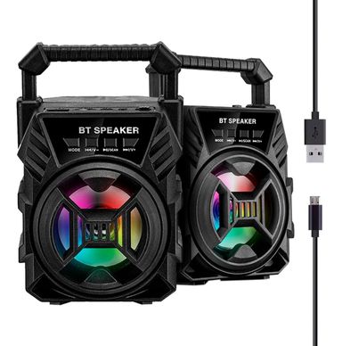 Parlante Portatil Inalambrico Bluetooth Libercam IPPO-360 Luces LED RGB Recargable Color Negro