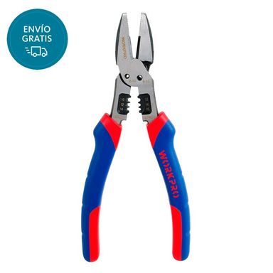 Pinza Multifunción 200 Mm (8") Universal Pelacables Con Palanca Extra WORKPRO (W031139) Azul oscuro