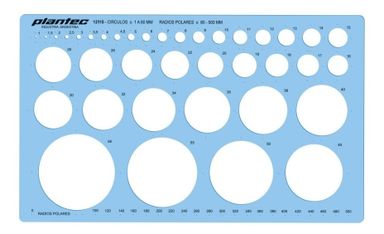Plantilla Plantec Circulos 1 A 60 Mm Radios Polares X1un Color Celeste