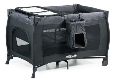 Practicuna Bebé Mega Baby Piscis C/cambiador, Capota Y Tul Color Black Diseño de la tela Liso