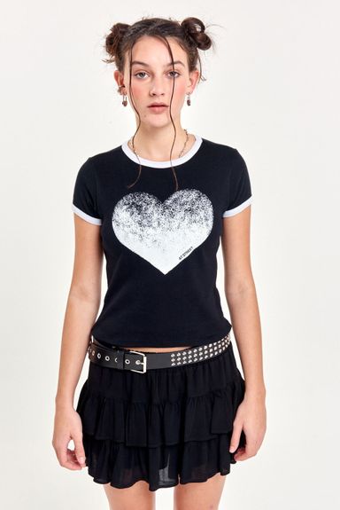 REMERA HEART Negro