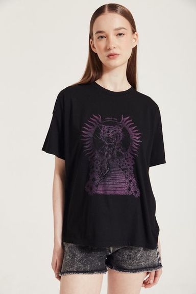 Remera Sunny Cat - Negro