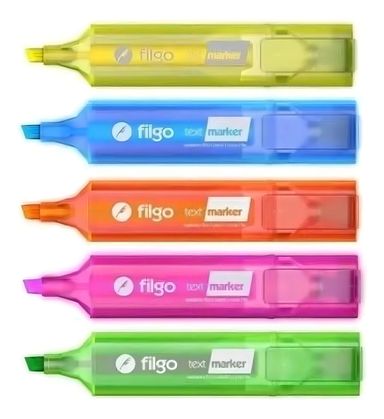 Resaltador Filgo Text Marker Chato X 5 Unidades Colores Fluo