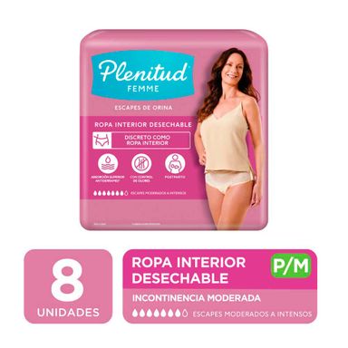Ropa Interior Desechable Femenina P-M 1 x 8 Un  Plenitud