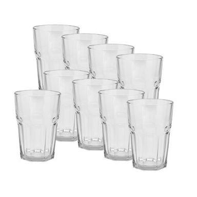 Set 12 Vasos Facetado Alto 400 ML Vidrio Durax