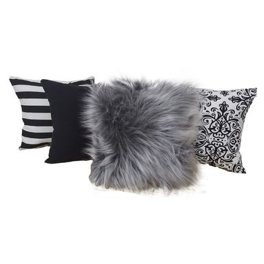 Set de 4 almohadones decorativos NEGRO con 1 pelo largo N4