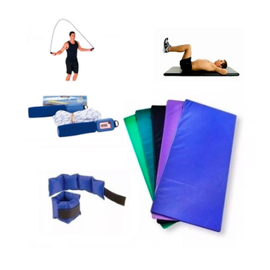 SET GYM COLCHONETA  + SOGA SALTO + PAR DE TOBILLERAS1 KG