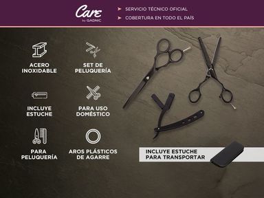 Set de Tijeras Peluqueria Gadnic Corte Pulir y Navaja