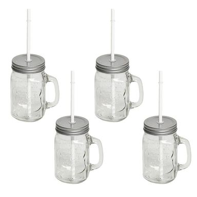 Set x 4 Jarros con Sorbete Y Tapa Color Plata