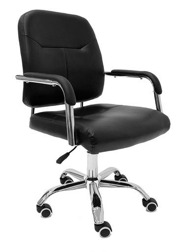 Silla De Escritorio Pc Oficina Con Tapizado De Cuero Sintético Newmo Negro