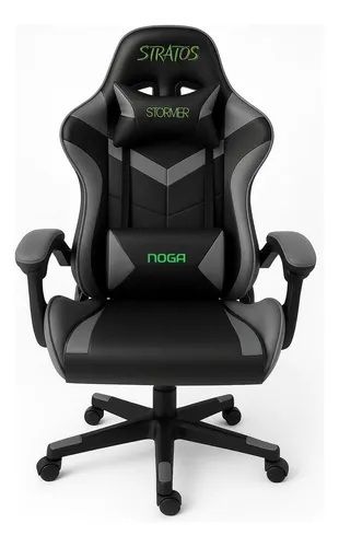 Silla Gamer Noga Stratos Kt Ergonomica Con Ruedas Almohada Negro