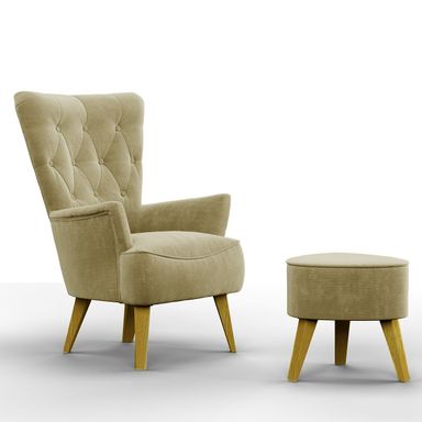 Sillon Fijo Pana Beige mas Puff Apoya Pies Lucila