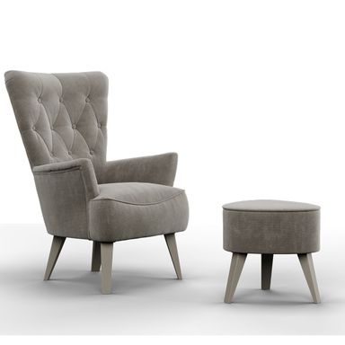 Sillon Fijo Pana Ceniza mas Puff Apoya Pies Lucila