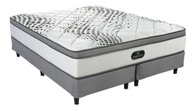 Colchón Y Sommier Simmons Beautysleep 2 Plazas Queen 200x160 Color Blanco