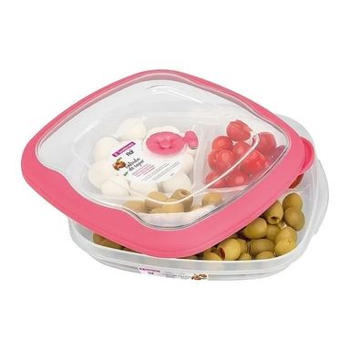 Snack Box Tres Divisiones 1.5Lts. Rosa 716/57