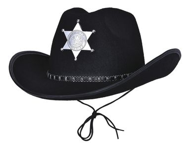 Sombrero Cowboy Vaquero Texano Sheriff Liso Con Cordon Color Negro
