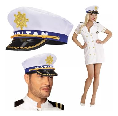 Sombrero / Gorro De Capitan / Marinero - Cotillon Color Blanco