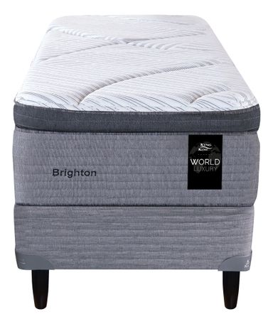 King Koil World Luxury Brighton Conjunto Sommier Americana 1 1/2 Plaza de 190cmx100cm Color Blanco/Gris de Resortes con Pillow