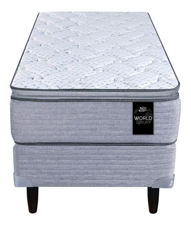 King Koil Conjunto Sommier World Luxury Kensington Color Blanco/gris 1 plaza 80cm x 190cm De Resortes